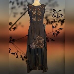 Morgan & Co. Black & Nude Lace High Low Dress